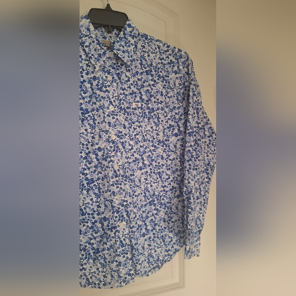 Cruel Girl Blue and White Floral Top Long Sleeve L WESTERN RODEO BOHO NASHVILLE - Picture 6 of 8